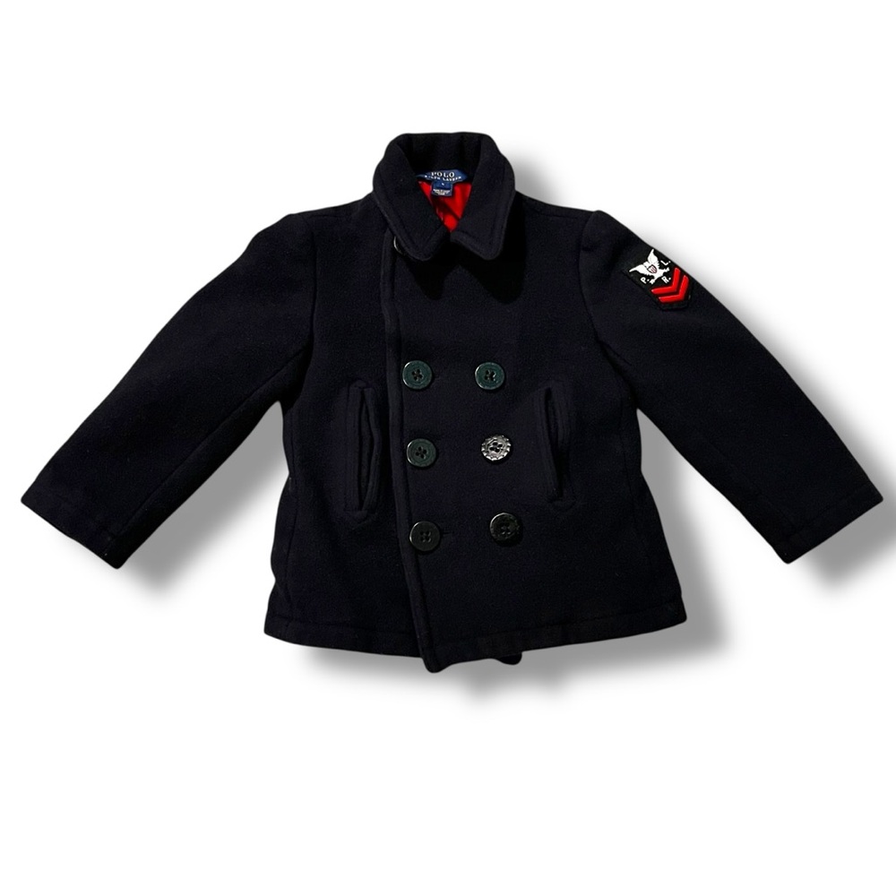 Polo Ralph Lauren Pea Coat Wool Blend Arm Patch Navy KIDS 6